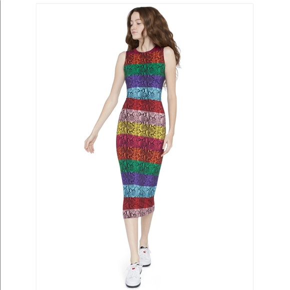 SOLD! 🛑Alice + Olivia Delora Rainbow🌈Snake Print Dress 2 - Picture 3 of 8